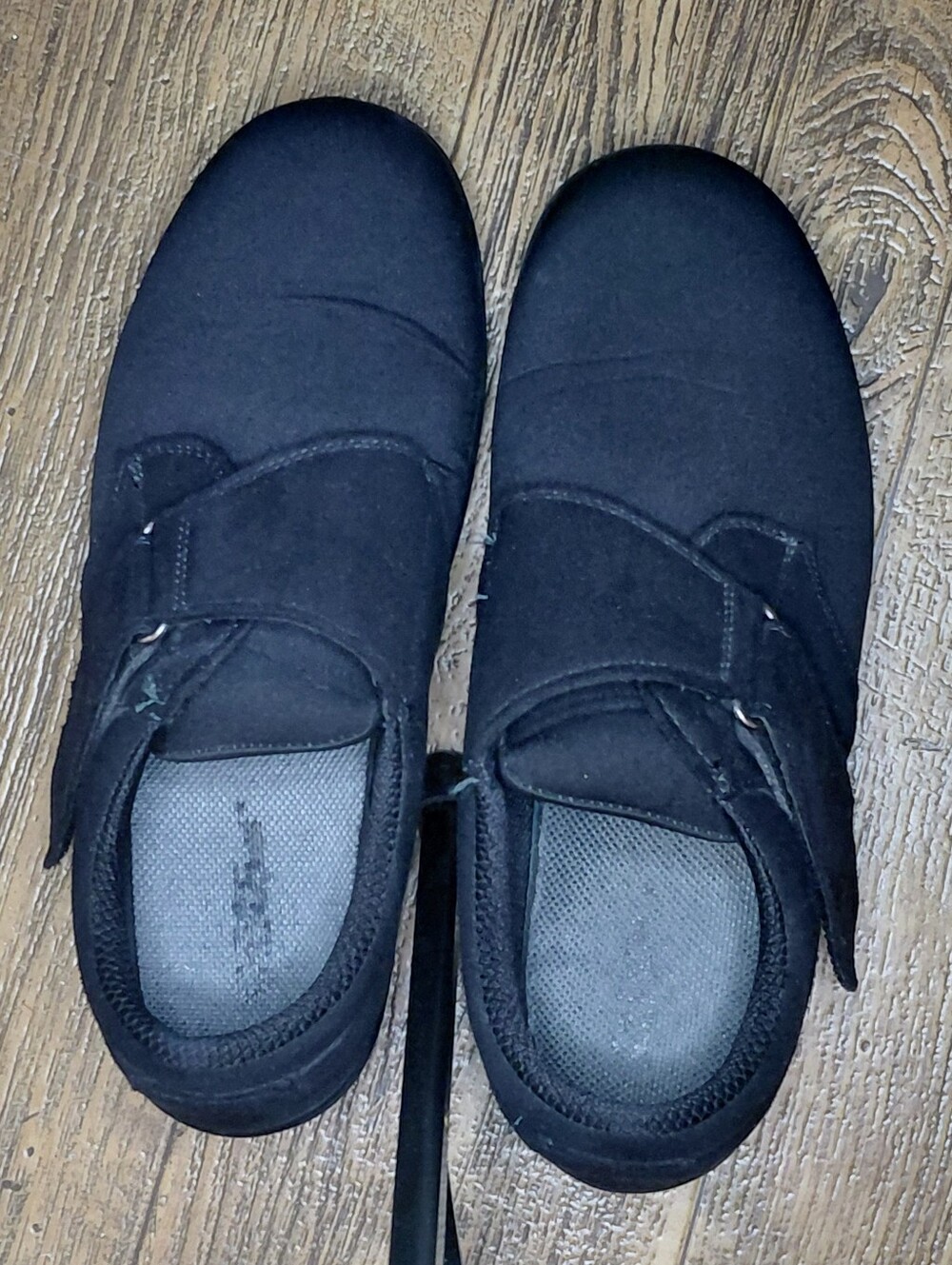 10.5 Wide (E) Orthofeet Women’s Black Hook-and-Loop Velcro Comfort Loafers - Picture 5 of 15